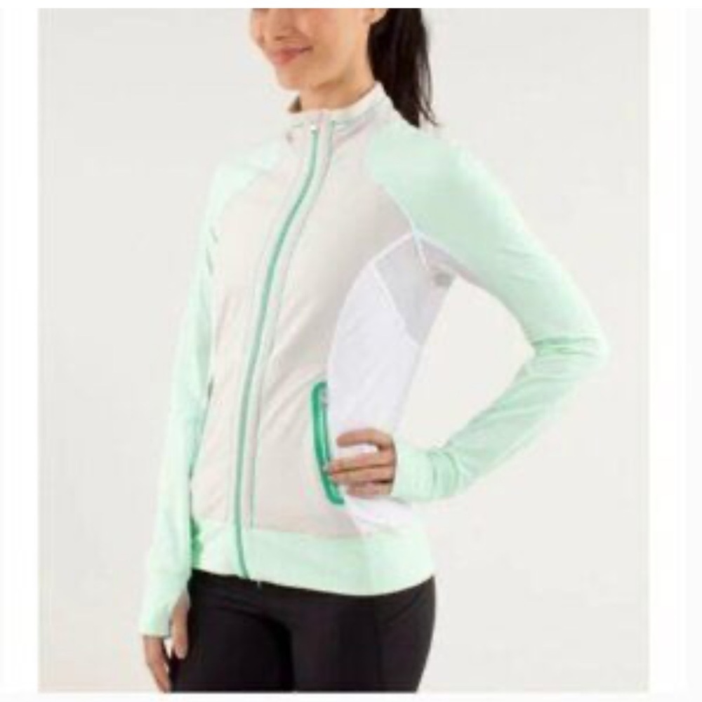 Mint Green and Beige Women's lululemon zip up Jacket